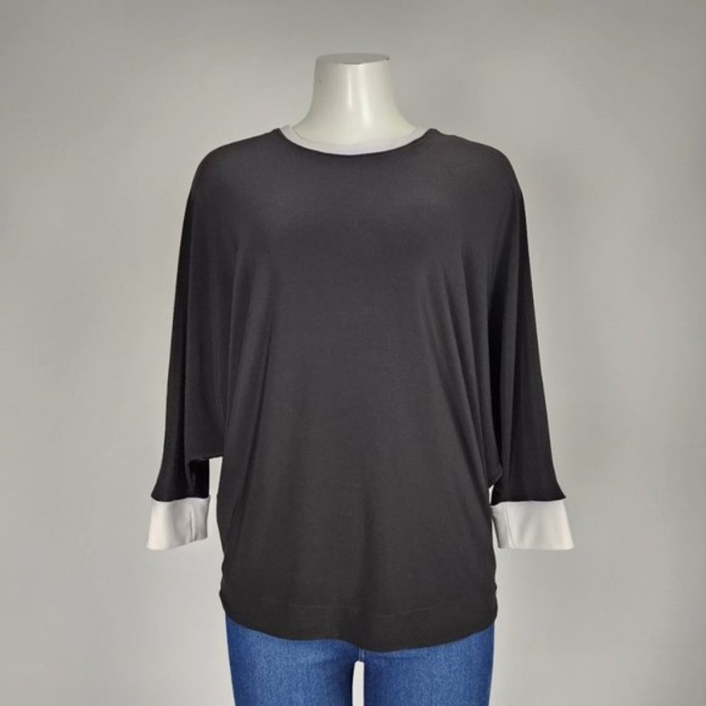 Black &White Batwing Sleeve Top Size M